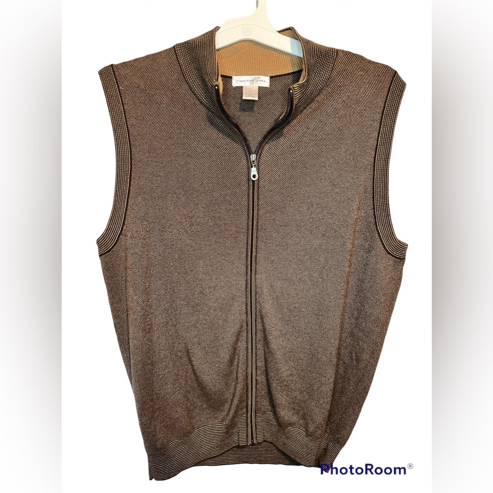 Cypress Links Mens Sweater Vest Lg 100% Cotton - Brown - Very nice!